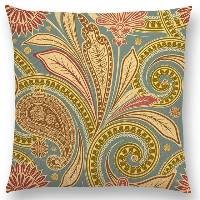 Hot Sale Boho Paisley Oriental Floral Pattern Navajo Geometric Prints Fantasy Petal Flowers Cushion Cover Sofa Throw Pillow Case