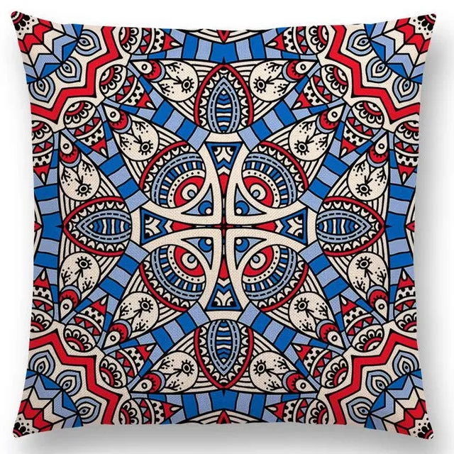 Hot Sale Boho Paisley Oriental Floral Pattern Navajo Geometric Prints Fantasy Petal Flowers Cushion Cover Sofa Throw Pillow Case