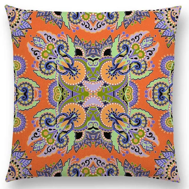 Hot Sale Boho Paisley Oriental Floral Pattern Navajo Geometric Prints Fantasy Petal Flowers Cushion Cover Sofa Throw Pillow Case