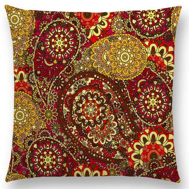 Hot Sale Boho Paisley Oriental Floral Pattern Navajo Geometric Prints Fantasy Petal Flowers Cushion Cover Sofa Throw Pillow Case