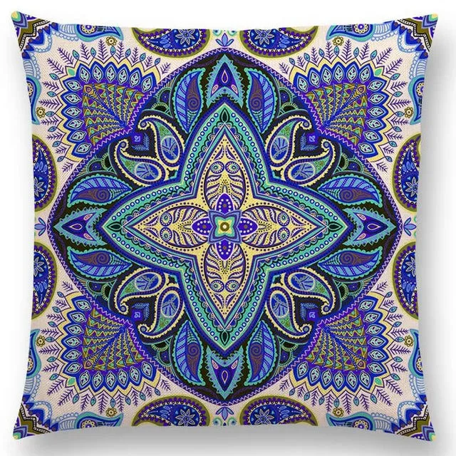 Hot Sale Boho Paisley Oriental Floral Pattern Navajo Geometric Prints Fantasy Petal Flowers Cushion Cover Sofa Throw Pillow Case