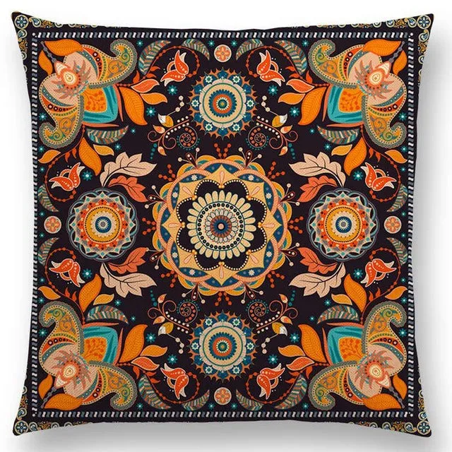 Hot Sale Boho Paisley Oriental Floral Pattern Navajo Geometric Prints Fantasy Petal Flowers Cushion Cover Sofa Throw Pillow Case