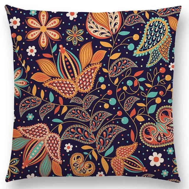 Hot Sale Boho Paisley Oriental Floral Pattern Navajo Geometric Prints Fantasy Petal Flowers Cushion Cover Sofa Throw Pillow Case