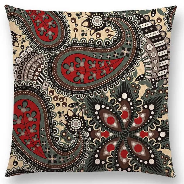 Hot Sale Boho Paisley Oriental Floral Pattern Navajo Geometric Prints Fantasy Petal Flowers Cushion Cover Sofa Throw Pillow Case