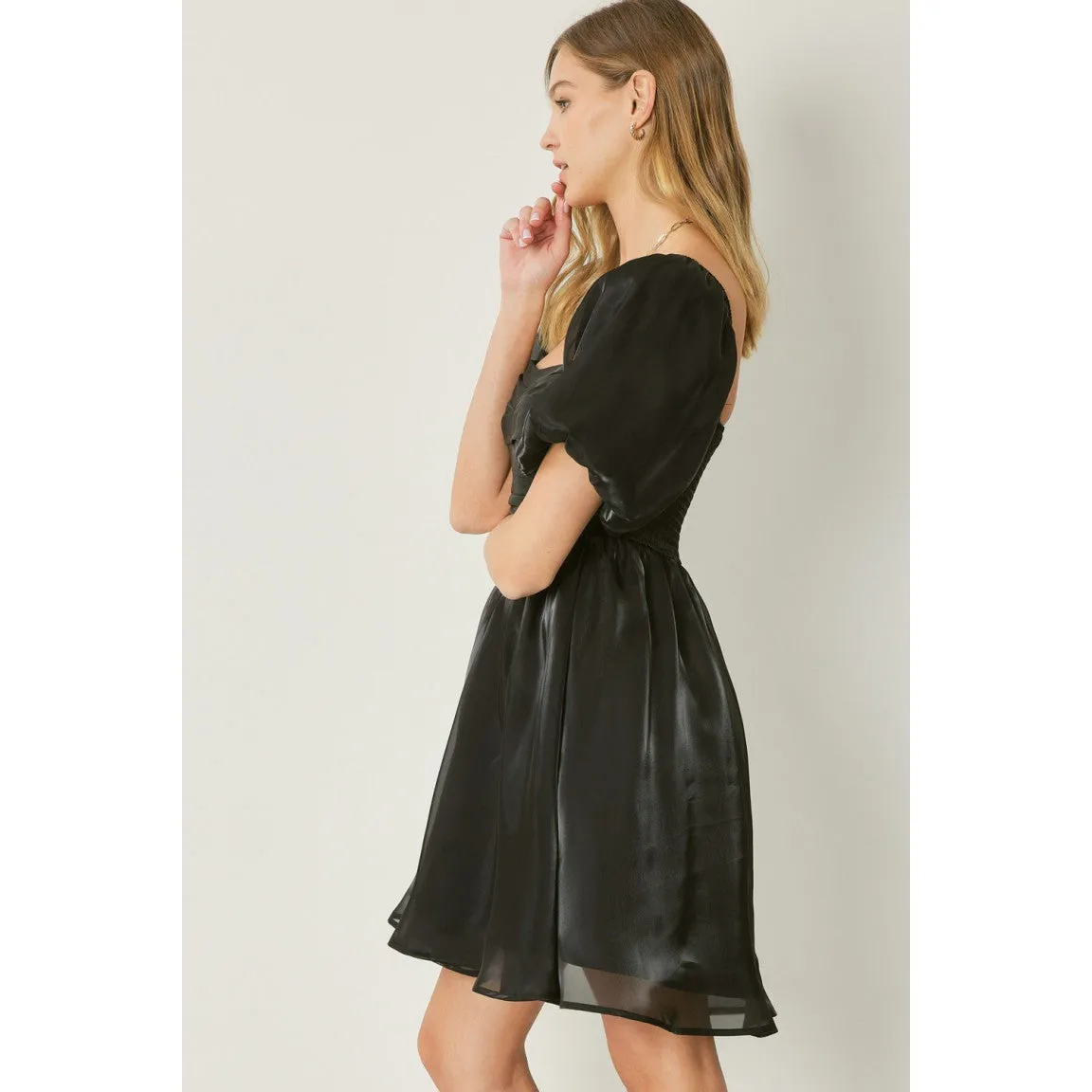 It Shimmers and Shines Dress in Black