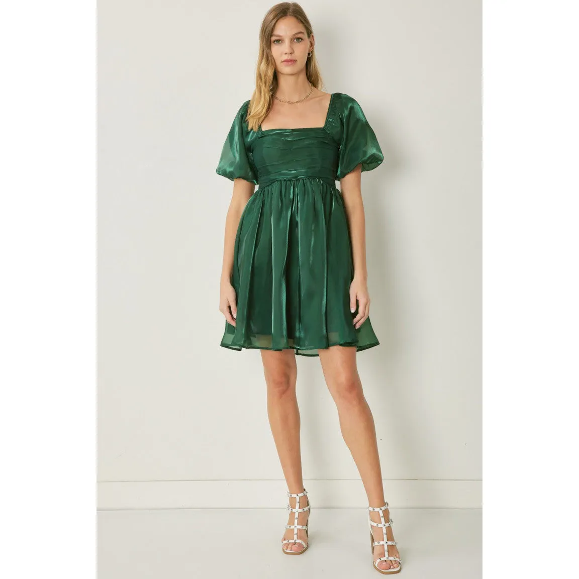 It Shimmers and Shines Dress in Hunter Green