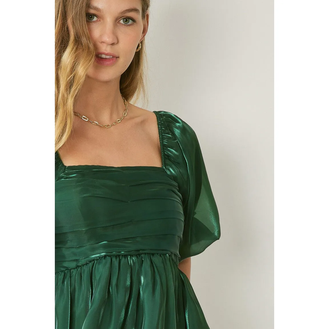 It Shimmers and Shines Dress in Hunter Green