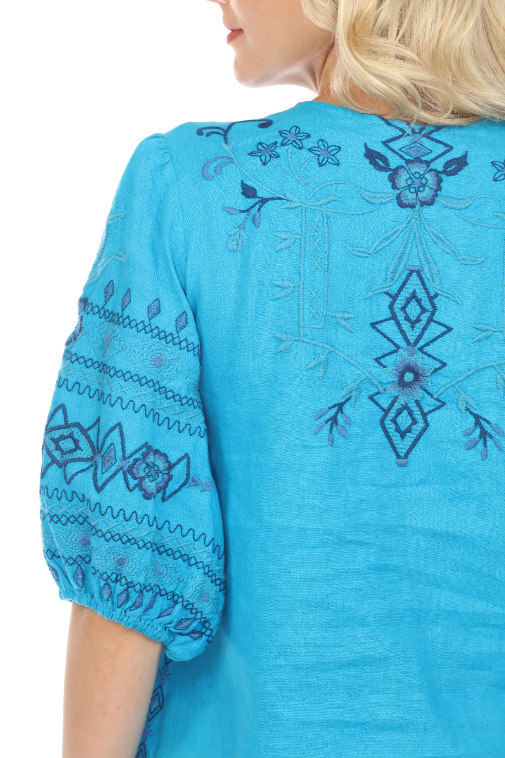 Johnny Was JWLA Taria Linen Relaxed Blouse Boho Chic J14524 *