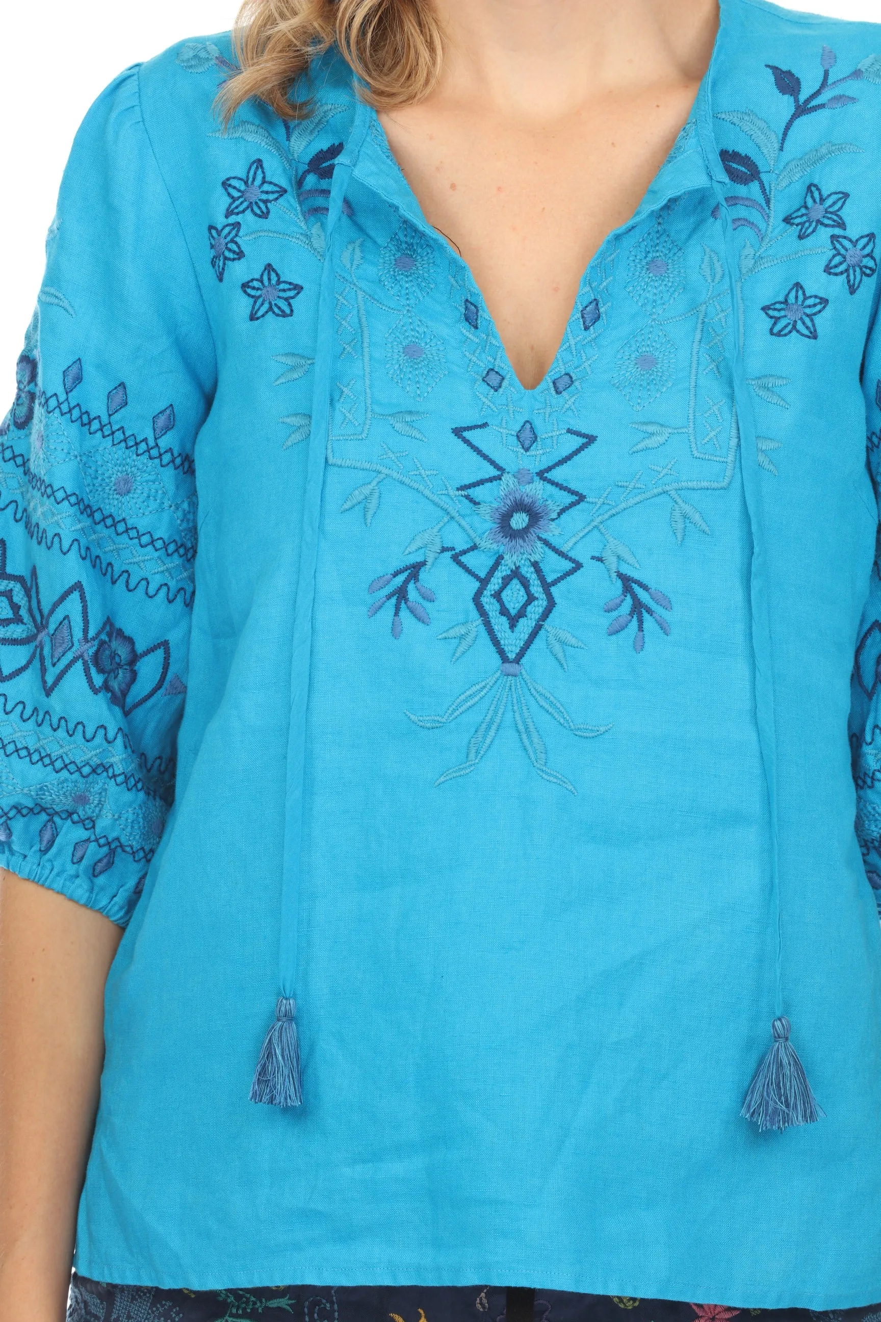 Johnny Was JWLA Taria Linen Relaxed Blouse Boho Chic J14524 *