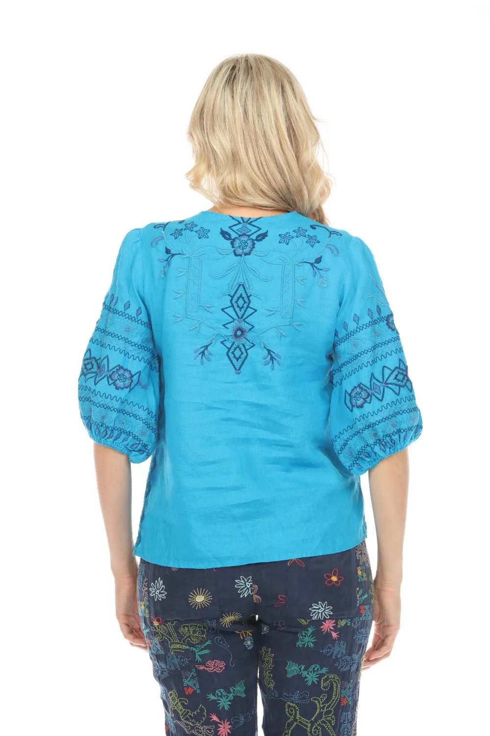 Johnny Was JWLA Taria Linen Relaxed Blouse Boho Chic J14524 *
