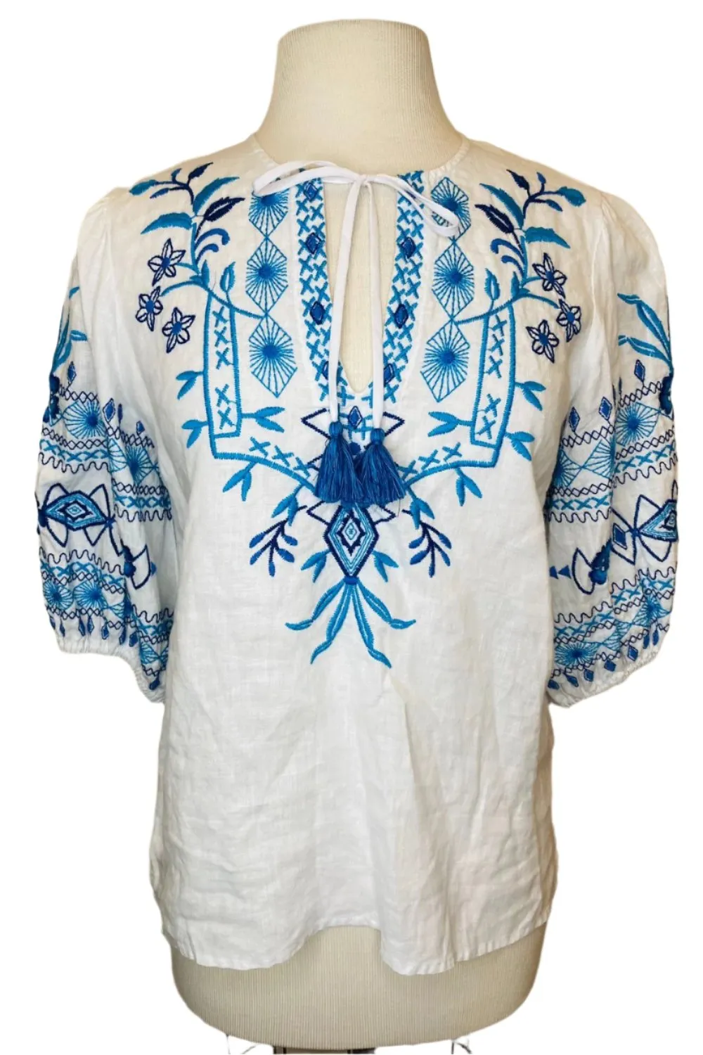 Johnny Was JWLA Taria Linen Relaxed Blouse Boho Chic J14524 *