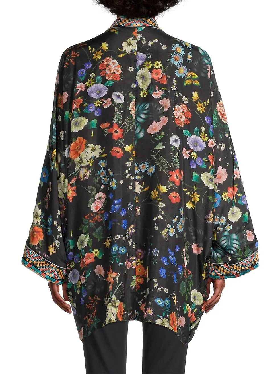Johnny Was Parrot Talullah Jacket Reversible BLACK KIMONO SILK New