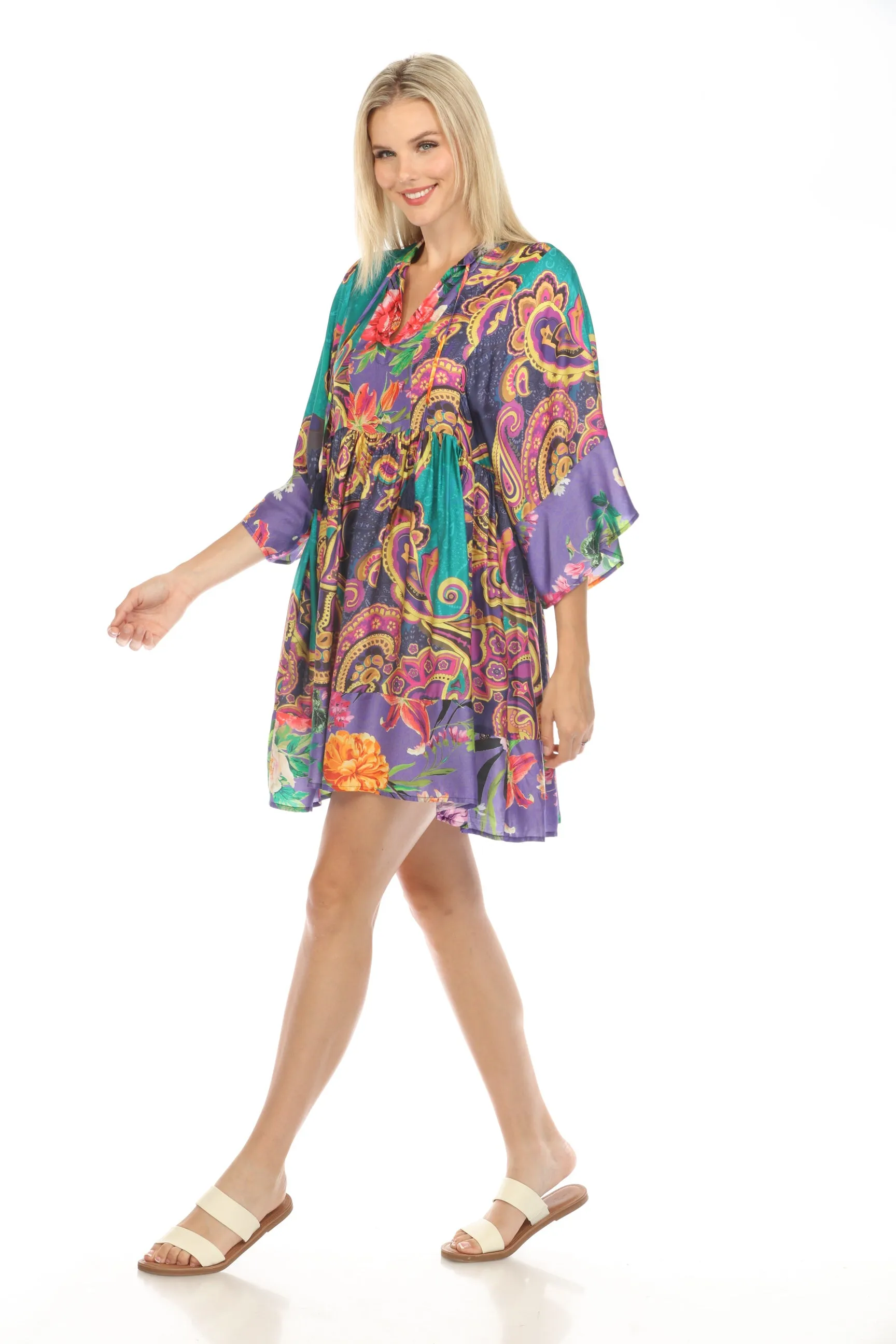 Johnny Was Swim Cover-Up Short Kaftan Dress Boho Chic CSW4723-D