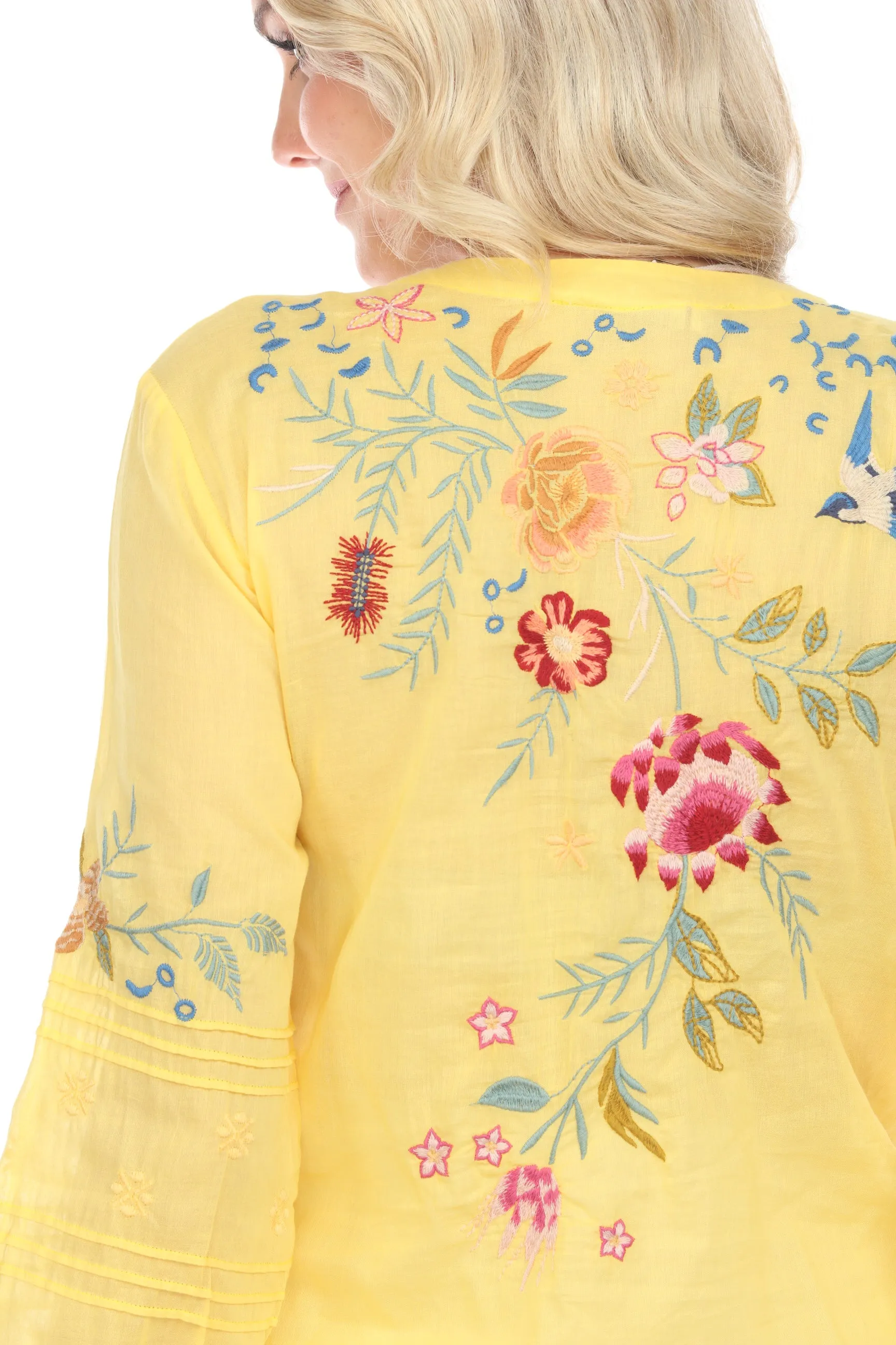 Johnny Was Workshop Embroidered Tassel Top W17424 Boho Chic *