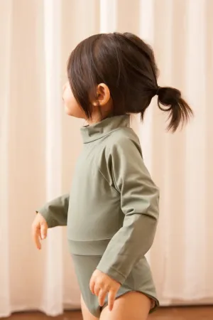 June Girls Long Sleeve One Piece - Moss
