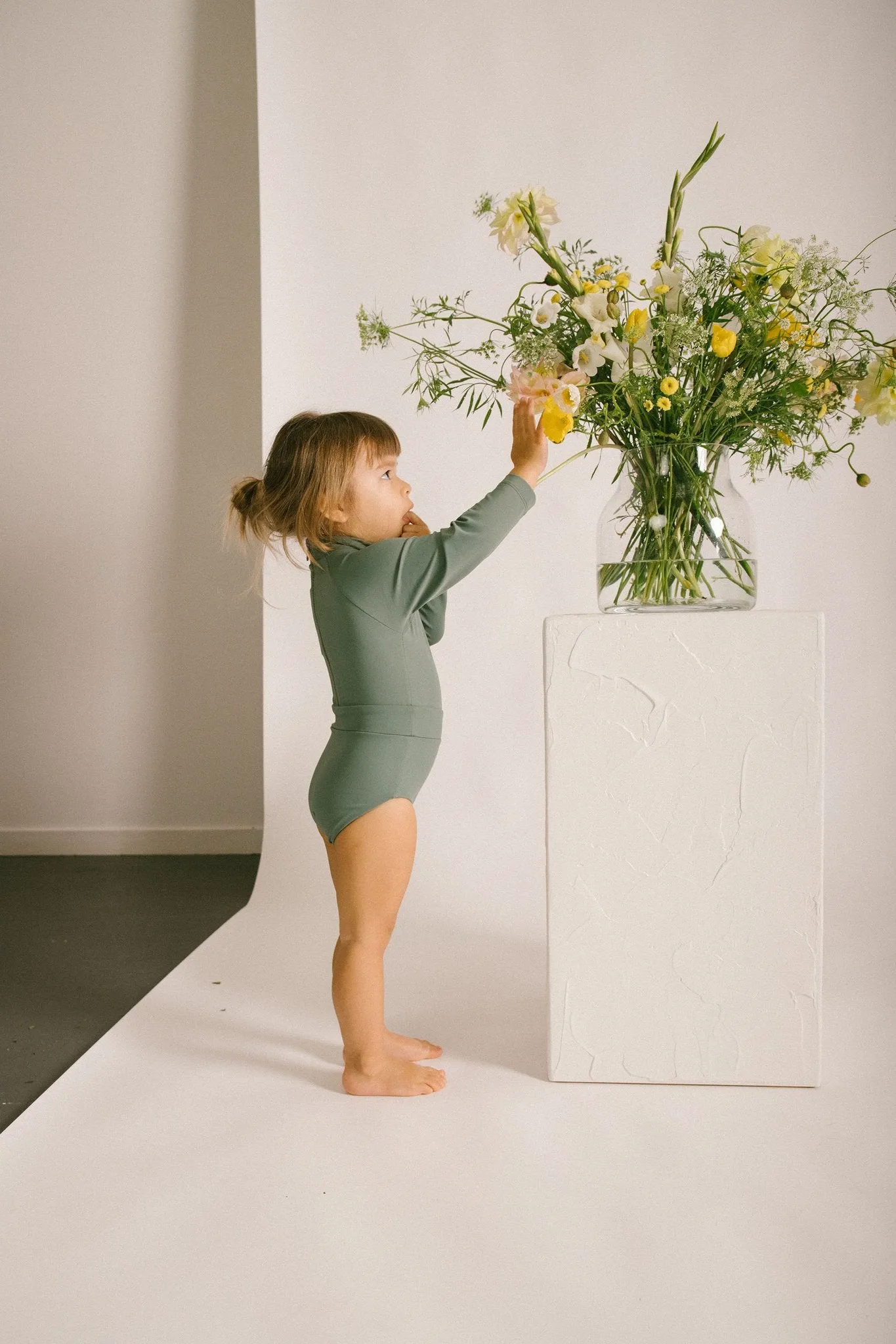 June Girls Long Sleeve One Piece - Moss