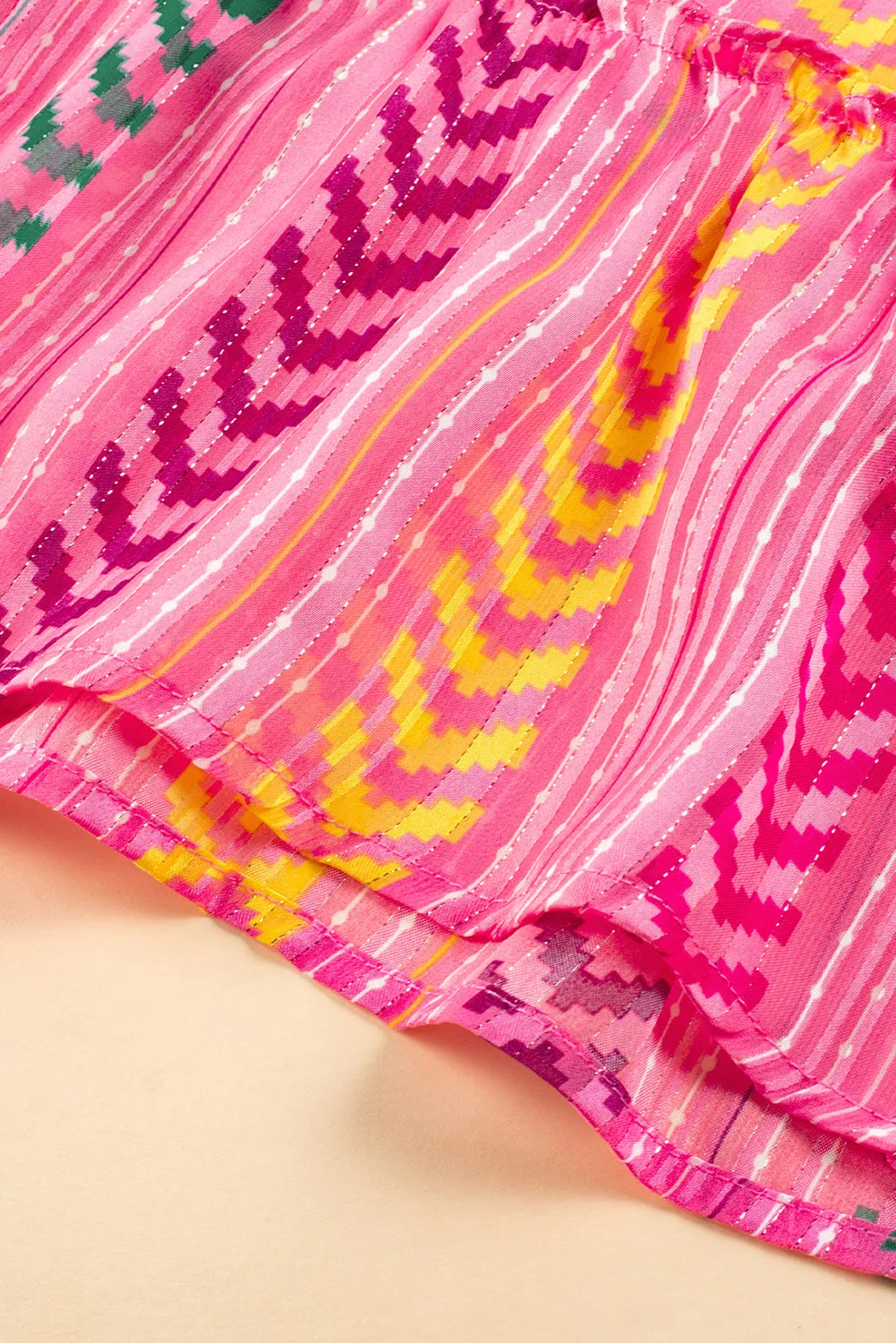 KaleaBoutique Boho Printed Tasseled Drawstring Ruffled Maxi Skirt