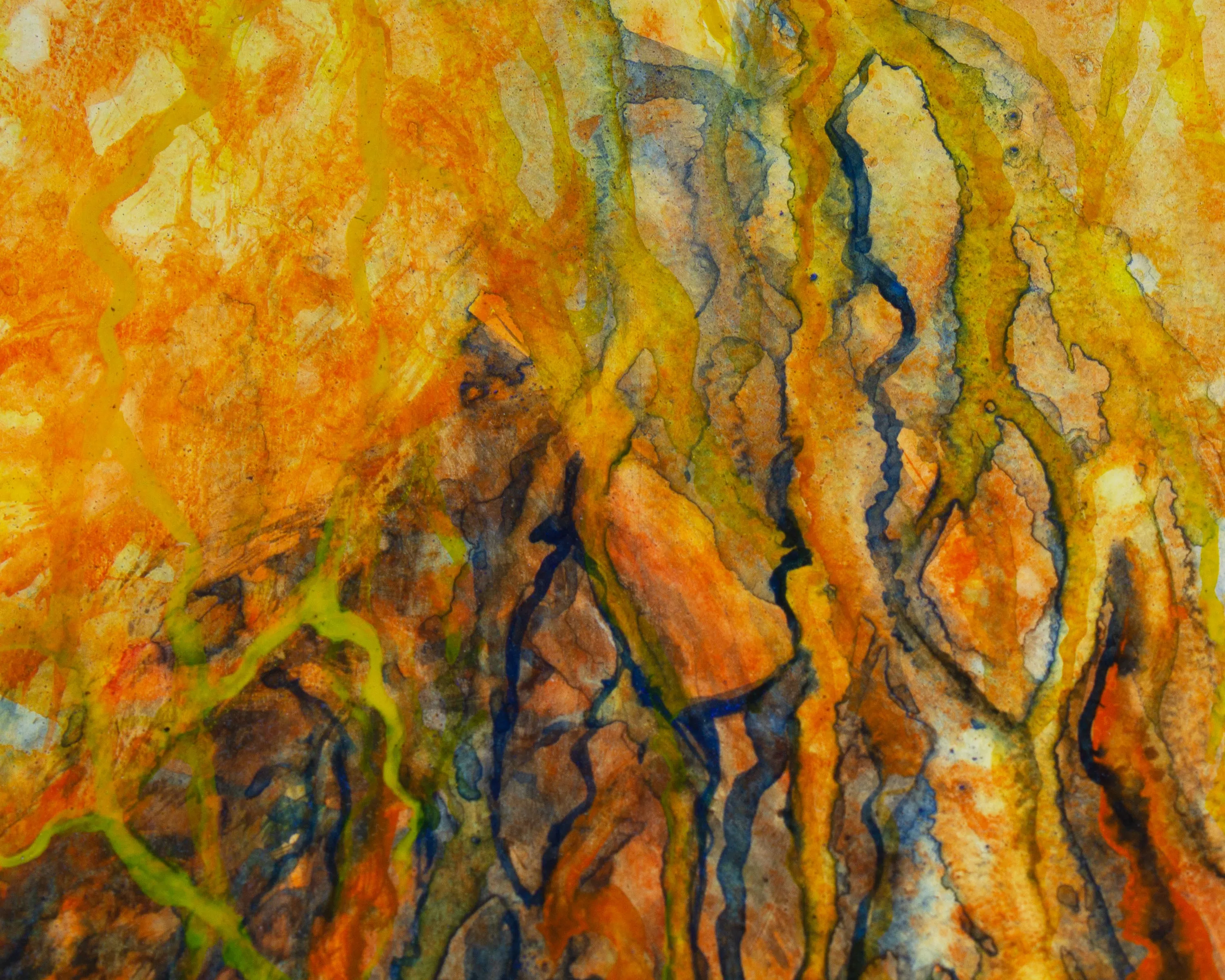 Kathy Draper Signed “Roots” Oil on Board Abstract Painting