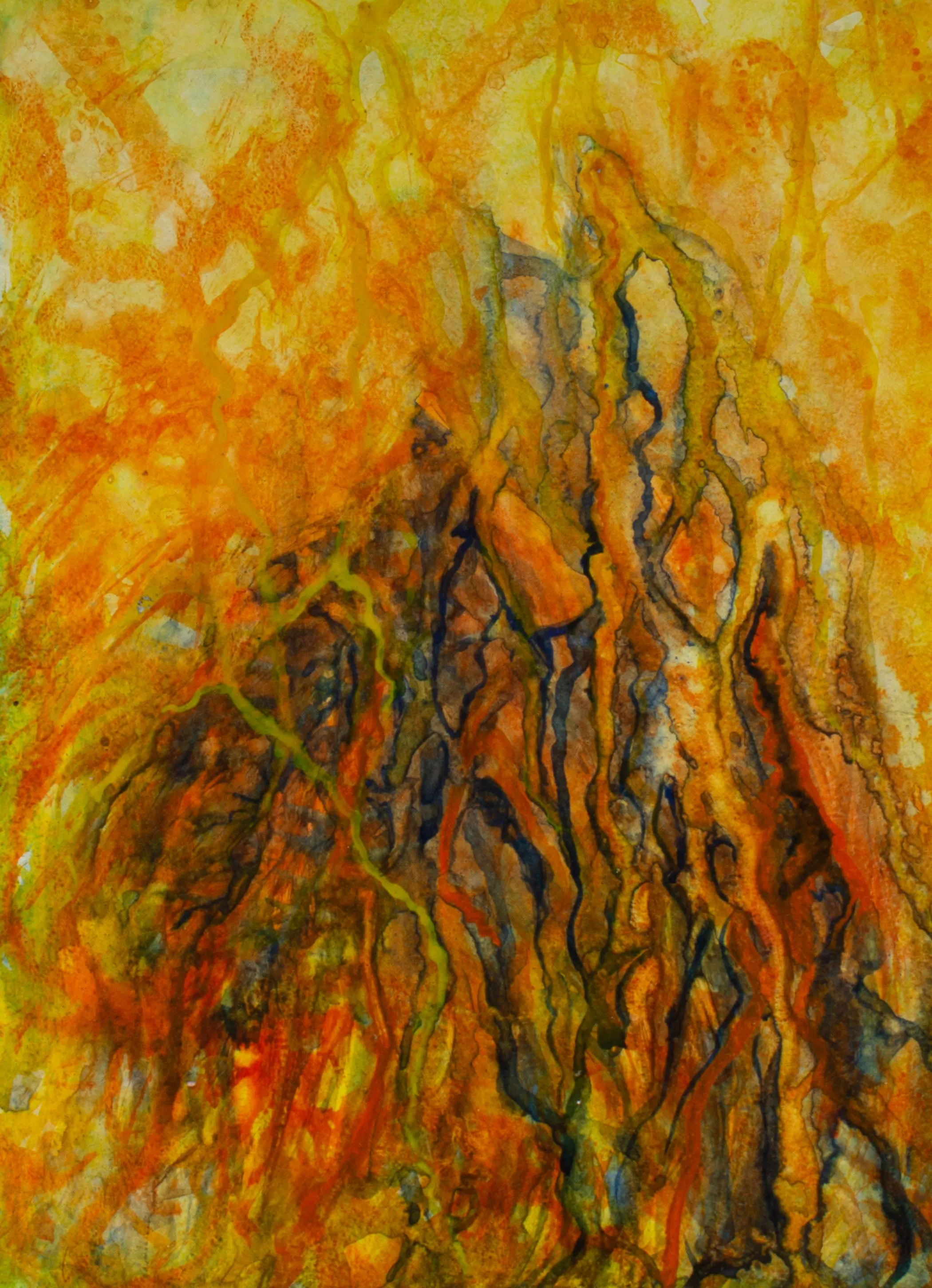 Kathy Draper Signed “Roots” Oil on Board Abstract Painting