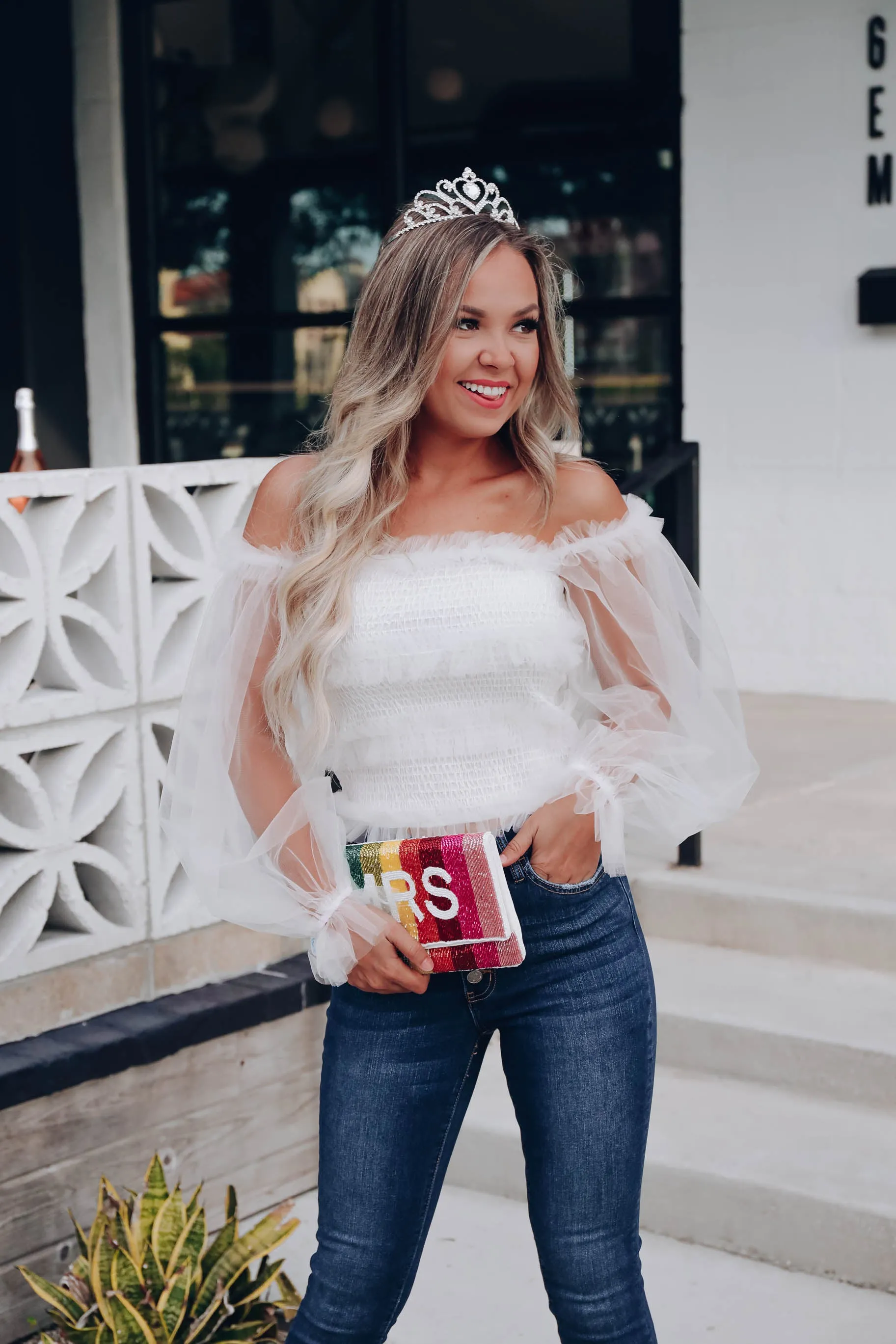 Kitty Organza Crop Top - White
