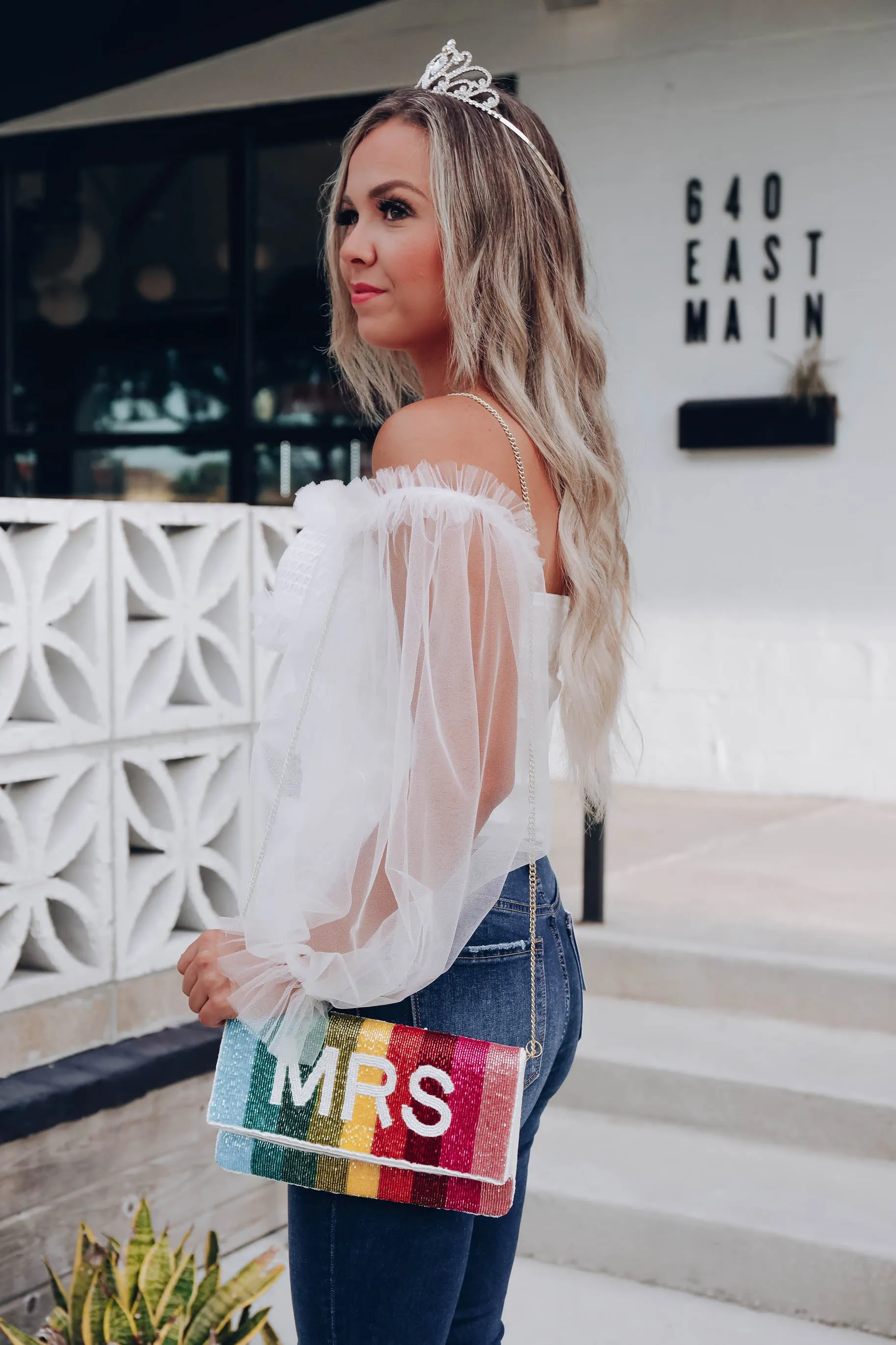 Kitty Organza Crop Top - White