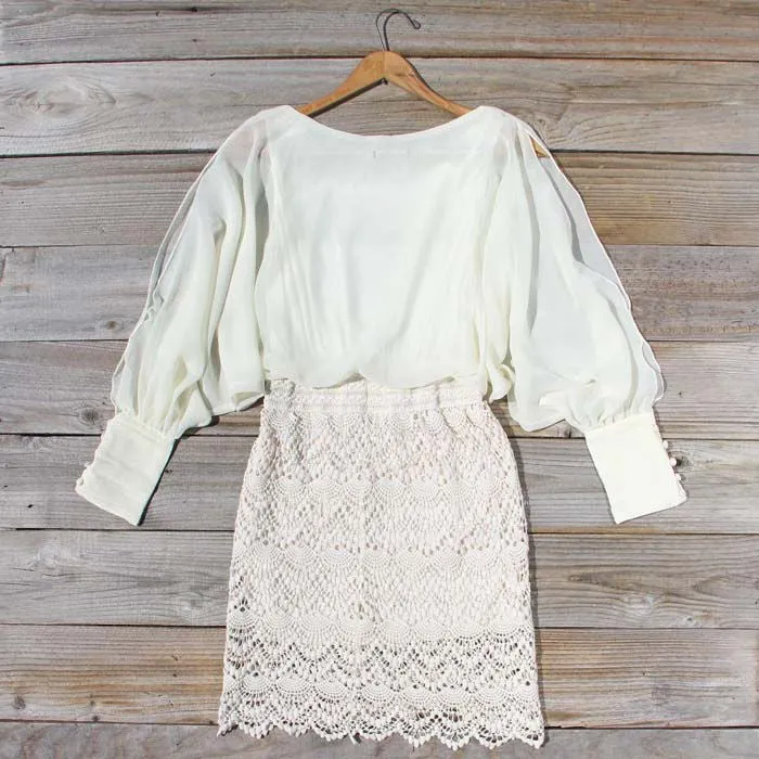 Lace and Quartz Dress in Ivory
