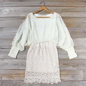 Lace and Quartz Dress in Ivory