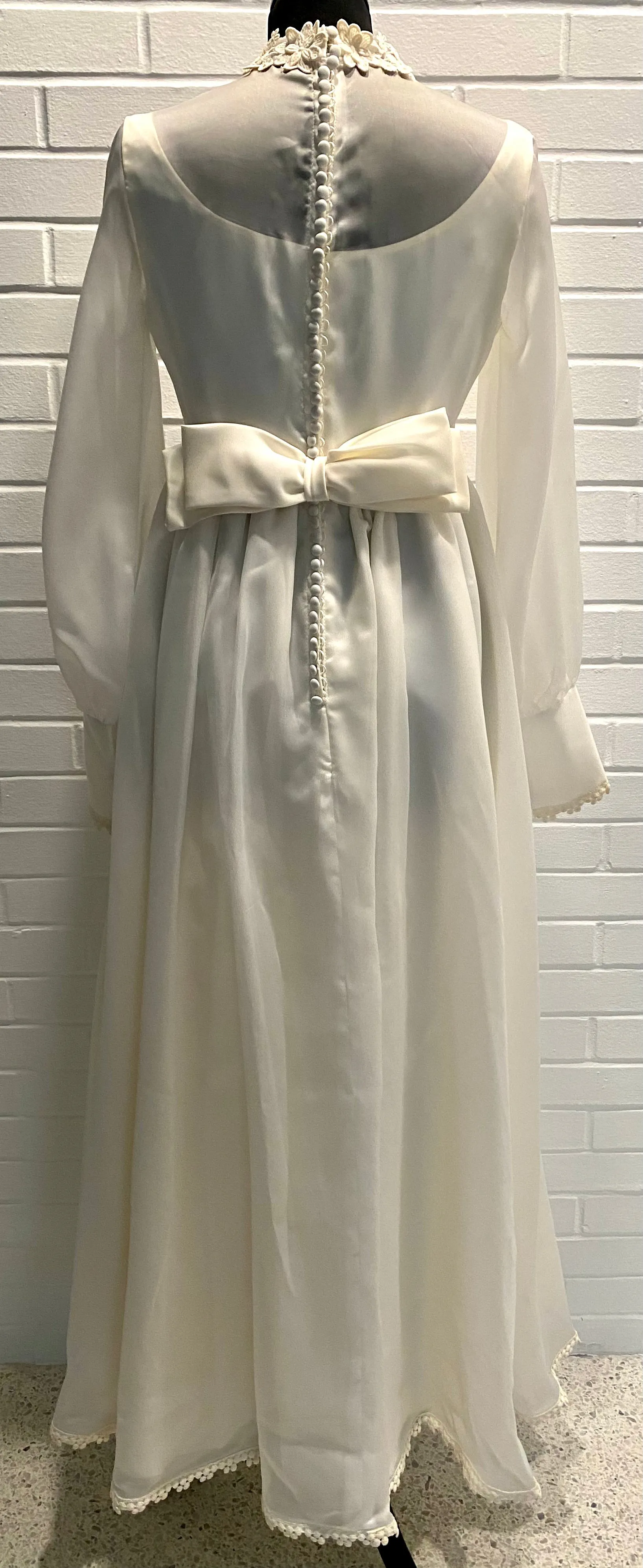 Late 60s/ Early 70s Bridal Originals Wedding Dress, Detachable Train & Veil