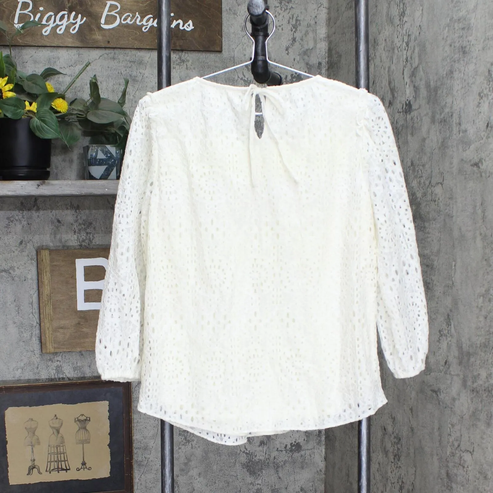 Lc Lauren Conrad Womens Tie-Front Peasant Top WL23W047RN Marshmellow Off White M