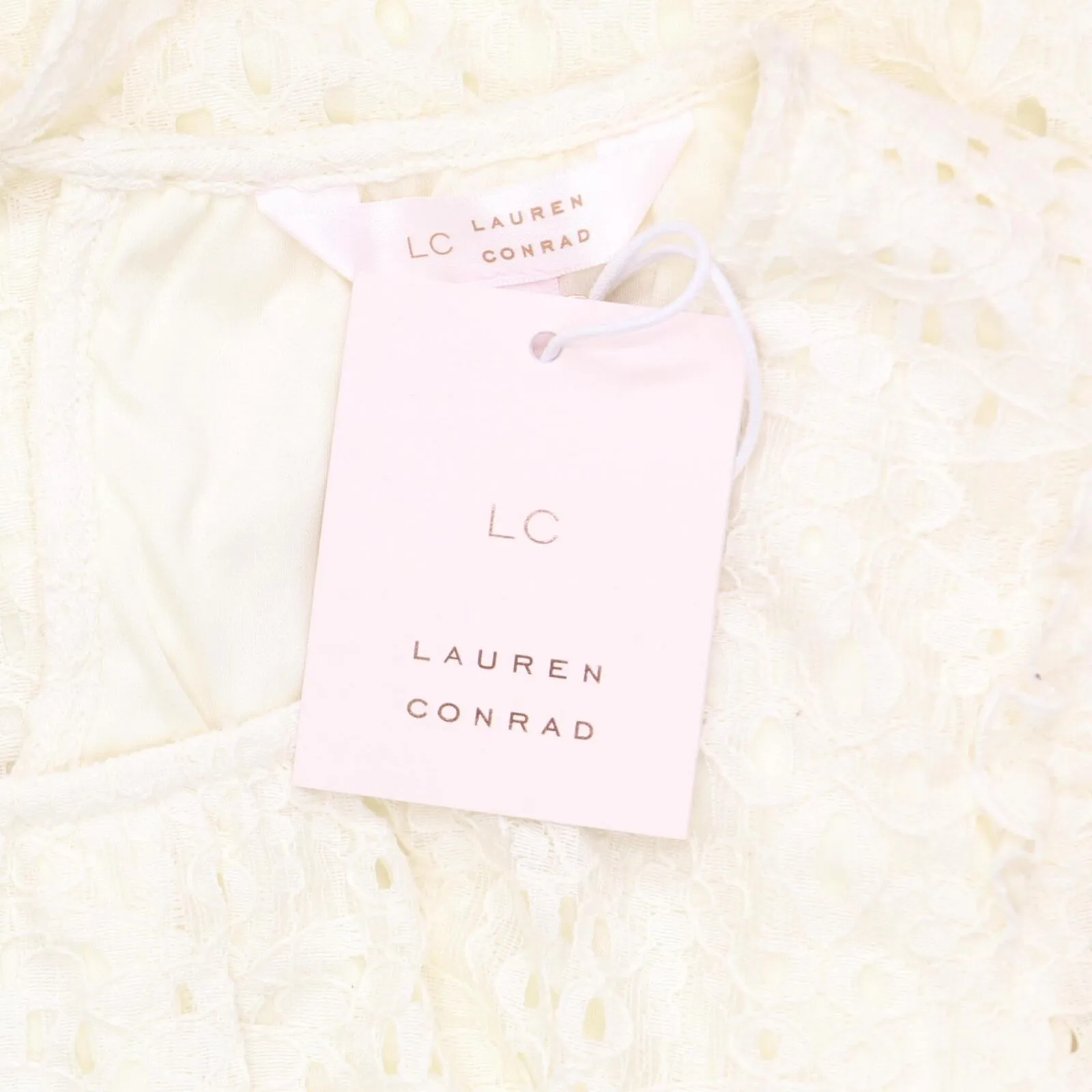 Lc Lauren Conrad Womens Tie-Front Peasant Top WL23W047RN Marshmellow Off White M
