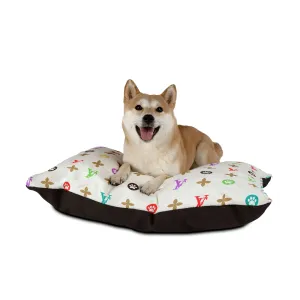 Light Furry Vuiton Faux-Designer Luxury Pet Bed