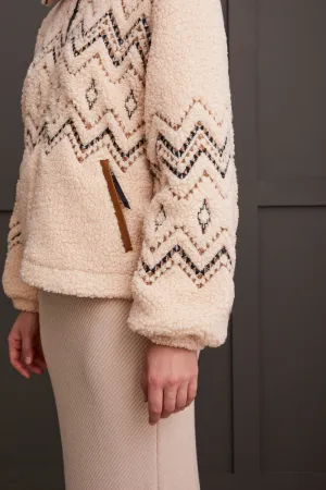 Lined Zip Up Jacket with Embroidery