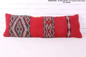 Long Red Moroccan Kilim Pillow 13.7 inches X 38.5 inches