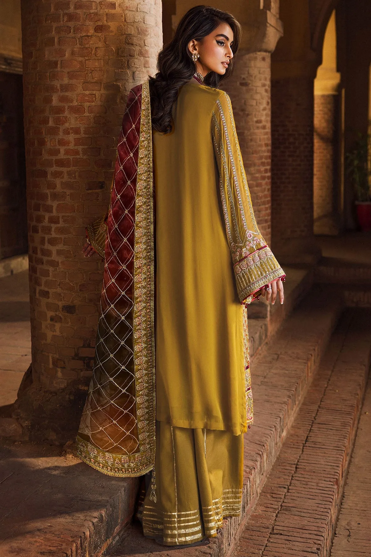 Luxury Acid Green Embroidered Chiffon Pakistani Party Dress Salwar Suit