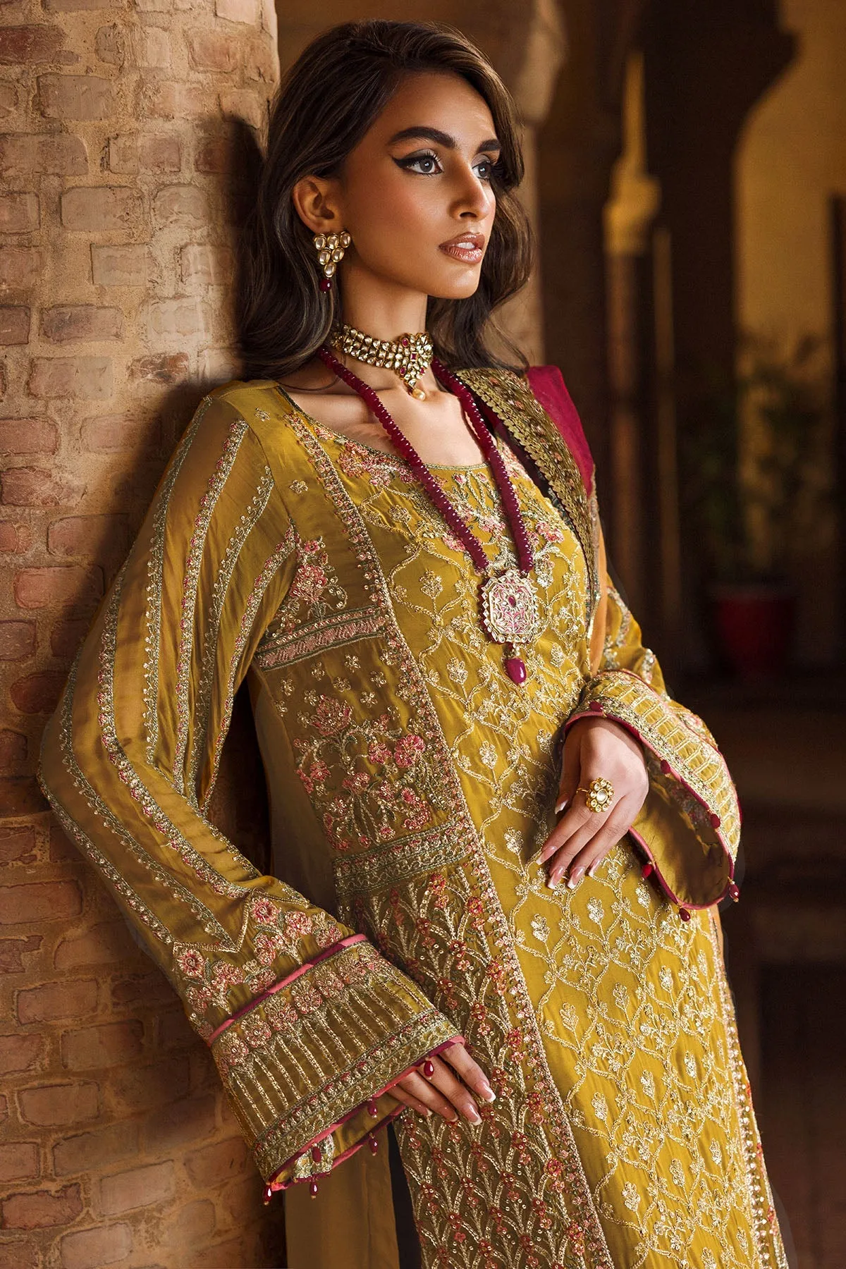 Luxury Acid Green Embroidered Chiffon Pakistani Party Dress Salwar Suit