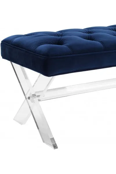 Marie Navy Velvet Acrylic Bench