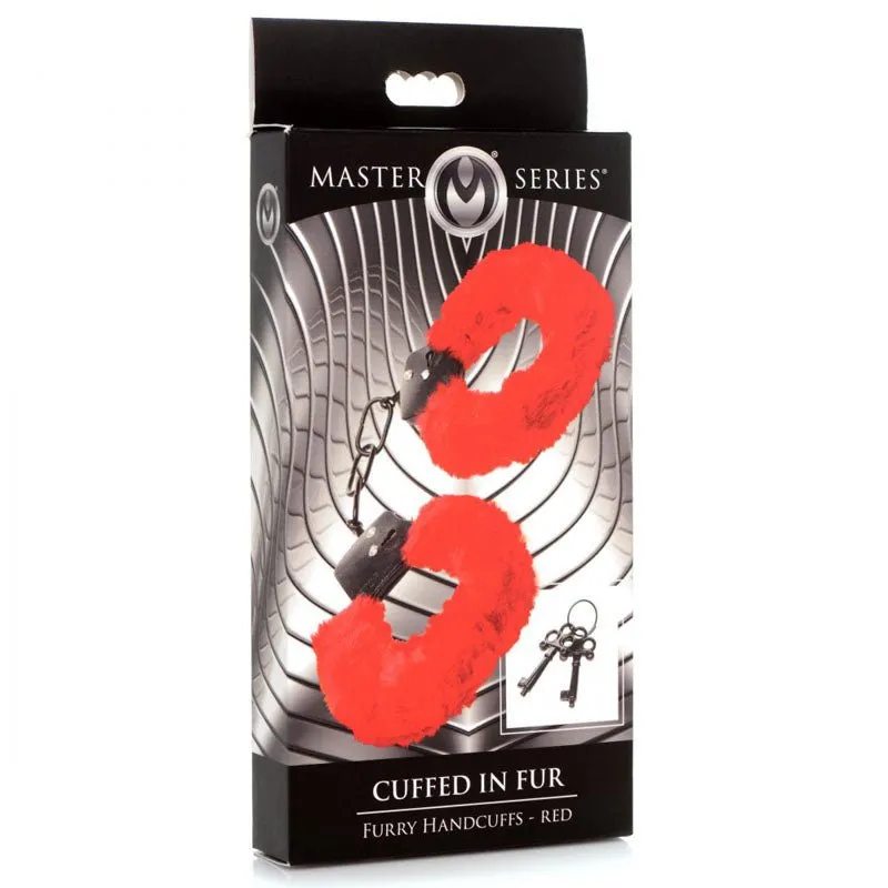 Master Series Cuffed in Fur Red Handcuffs