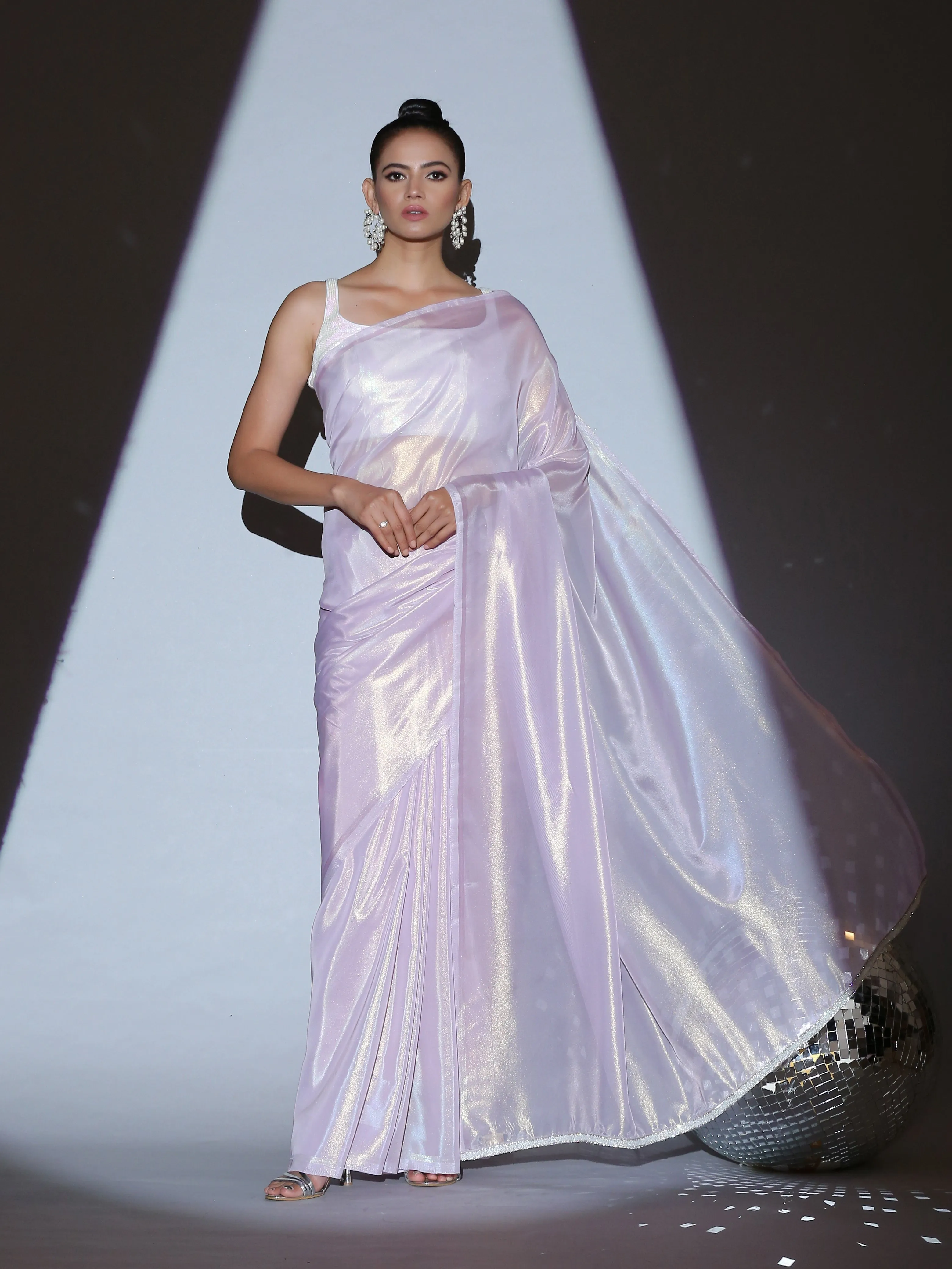 Mauve Gold Cosmic Organza Saree