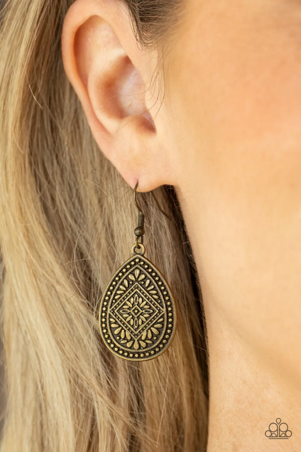 Mayan Mecca - Brass Earring