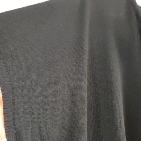 MING WANG black mixed media knit chiffon split panel short sleeve cardigan