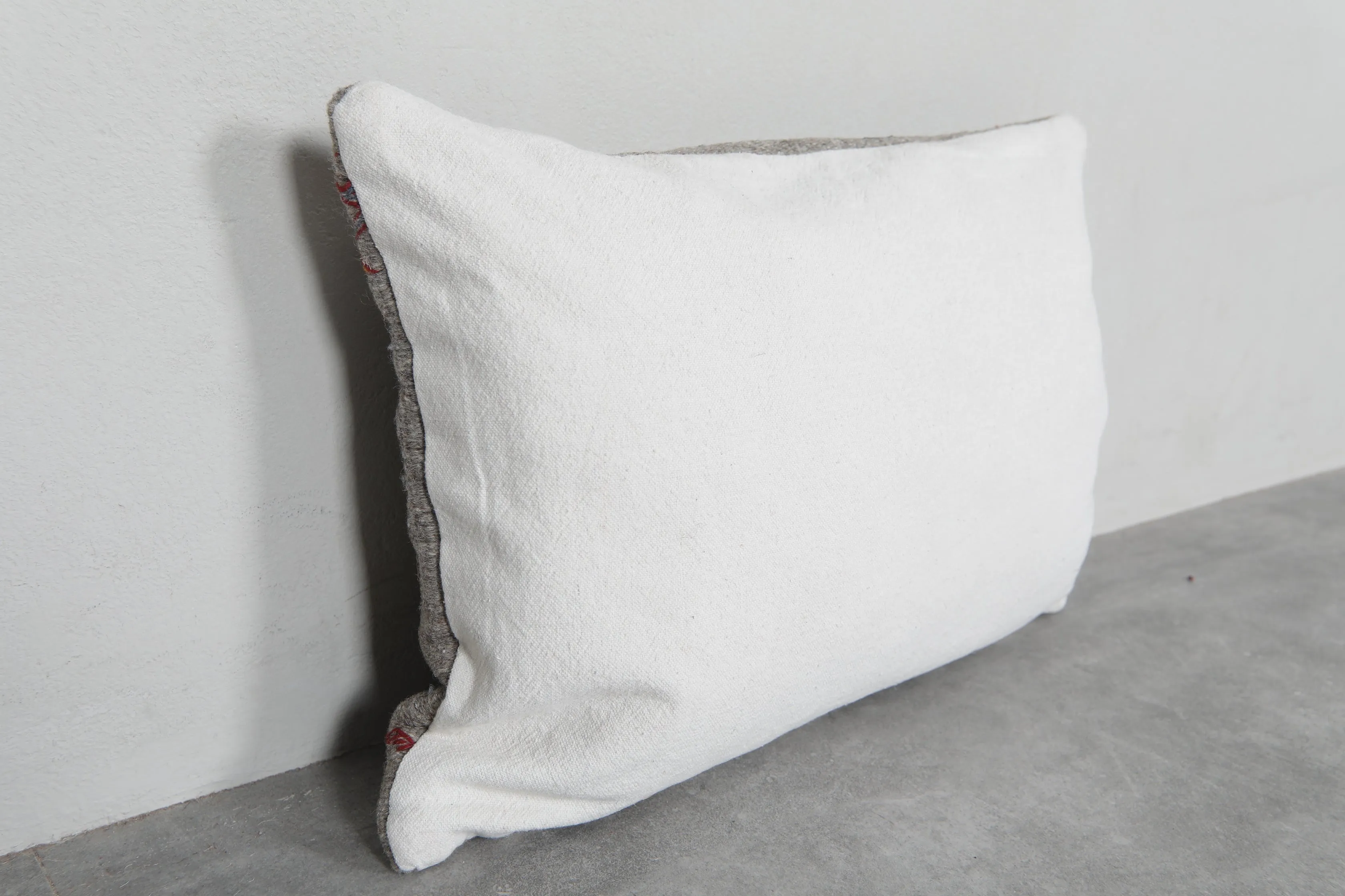 Minimalist Gray Moroccan Pillow with Subtle Embroidery - 14.9 x 21.2 Inches