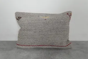 Minimalist Gray Moroccan Pillow with Subtle Embroidery - 14.9 x 21.2 Inches