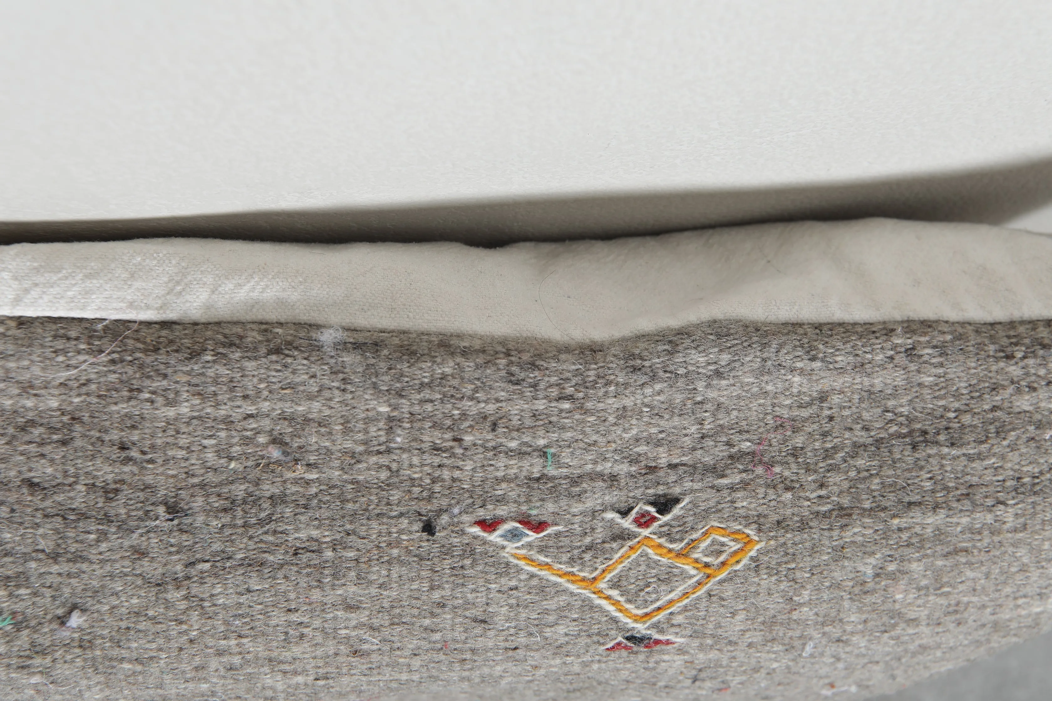 Minimalist Gray Moroccan Pillow with Subtle Embroidery - 14.9 x 21.2 Inches