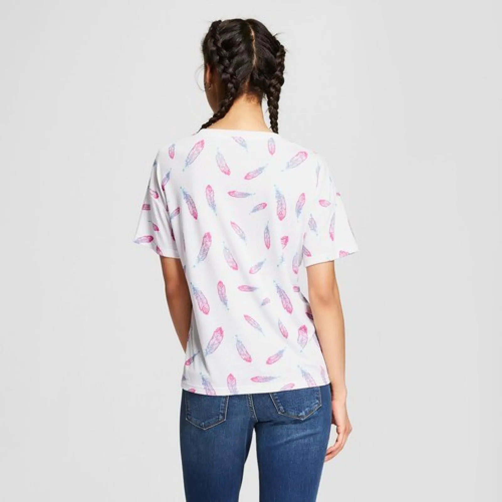 Modern Lux Women's Short-Sleeve Feather Print Graphic T-Shirt
