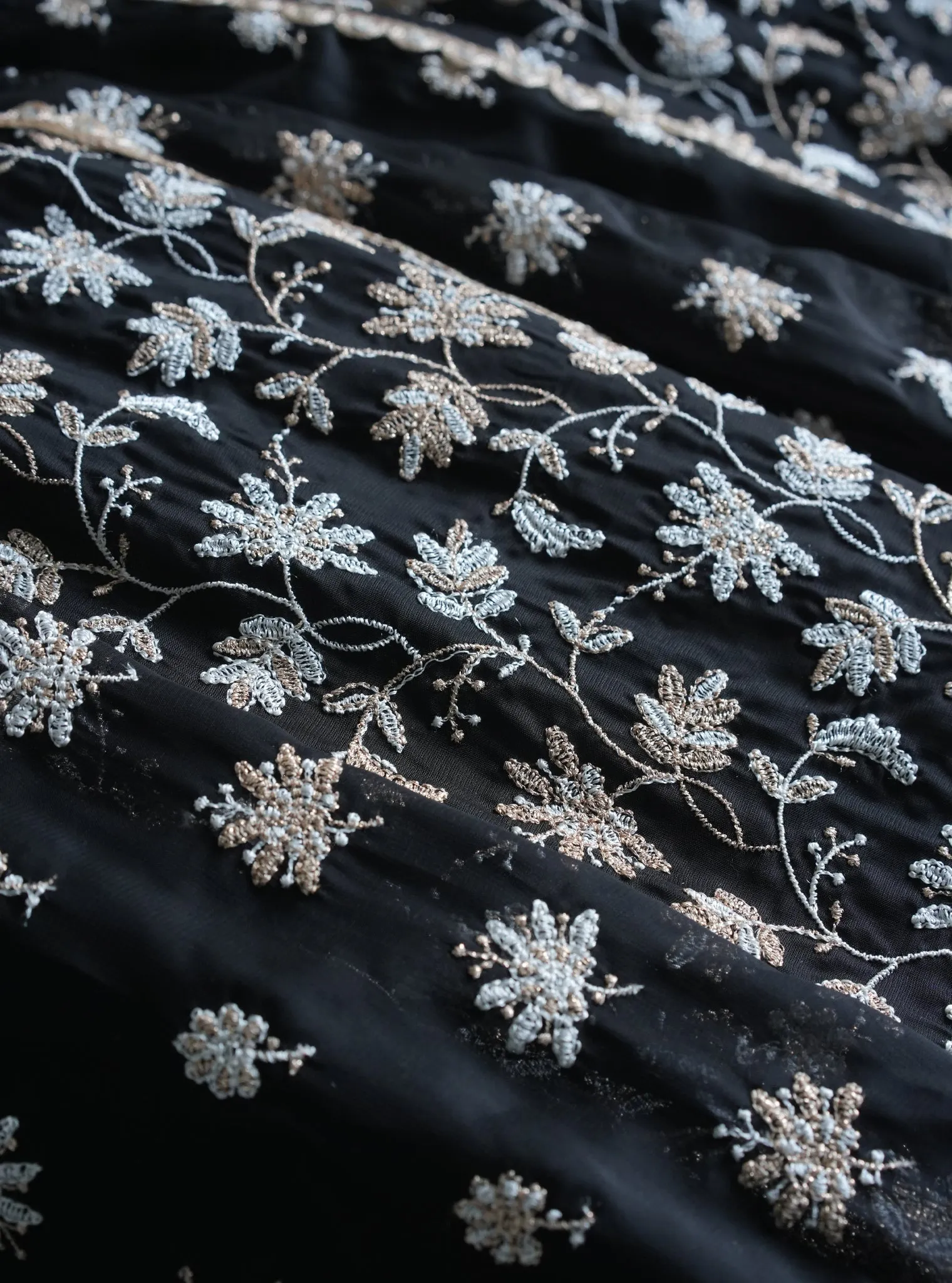 Mulmul Organza Madhvi Black Lehenga