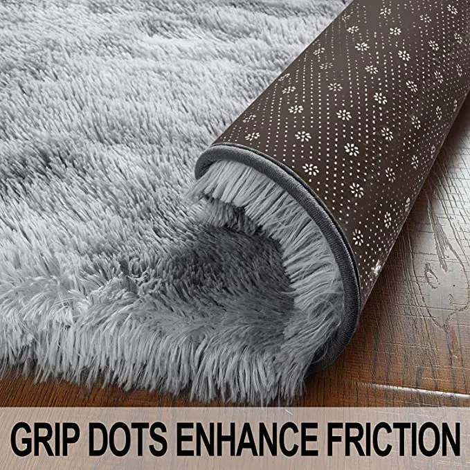 New 2' X 4' PAGISOFE Fluffy Hairy High Pile Furry Area Rugs Shag Throw Faux Fur Rug Carpet (Grey/White) Great for beside runner, Kids room etc.