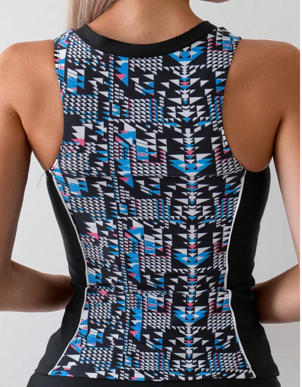 New SHEIN Swim Lushore Geometric Print Tankini Swim Vest, zip up (TOP ONLY!!) Sz XL! Pair this with any black shorts or swim skirt!
