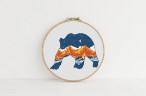 Night Bear Cross Stitch Pattern #805
