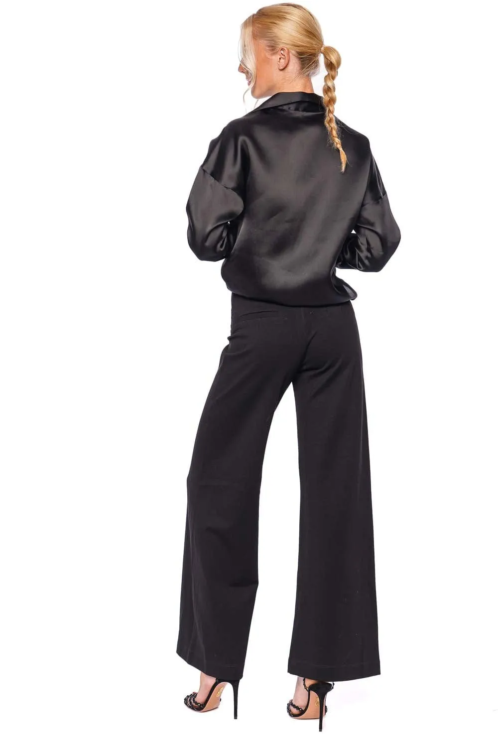 No Olvidas Black Tie Front Silk Organza Blouse