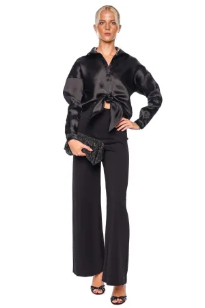 No Olvidas Black Tie Front Silk Organza Blouse